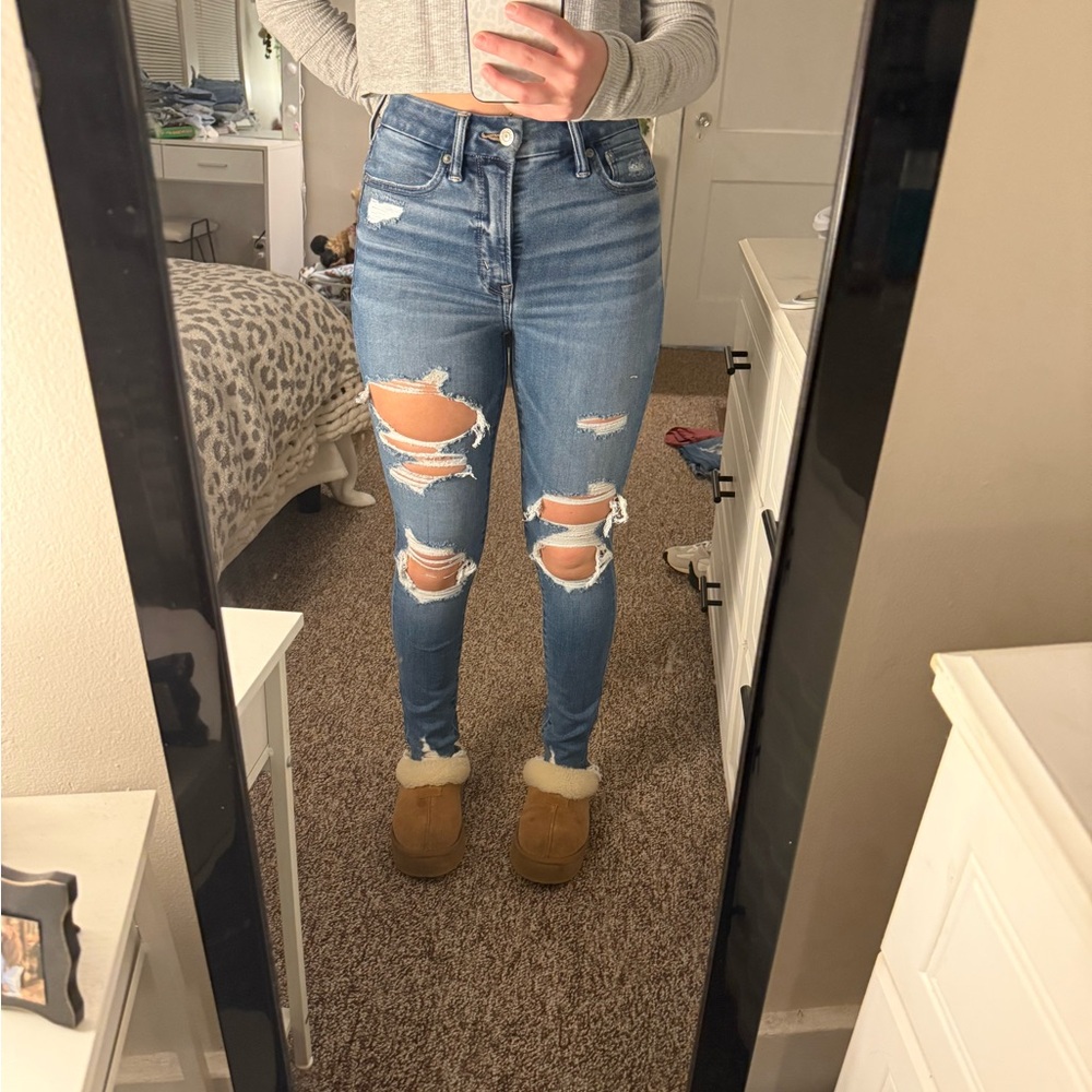 American Eagle Outfitters Ripped Blue Skinny Jeans